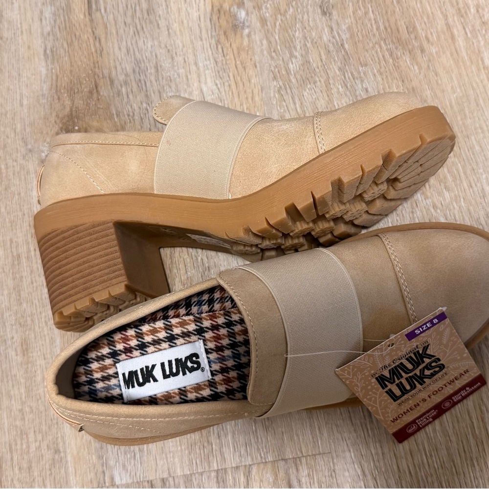 Muk Luks Women's Beige Heeled Mules